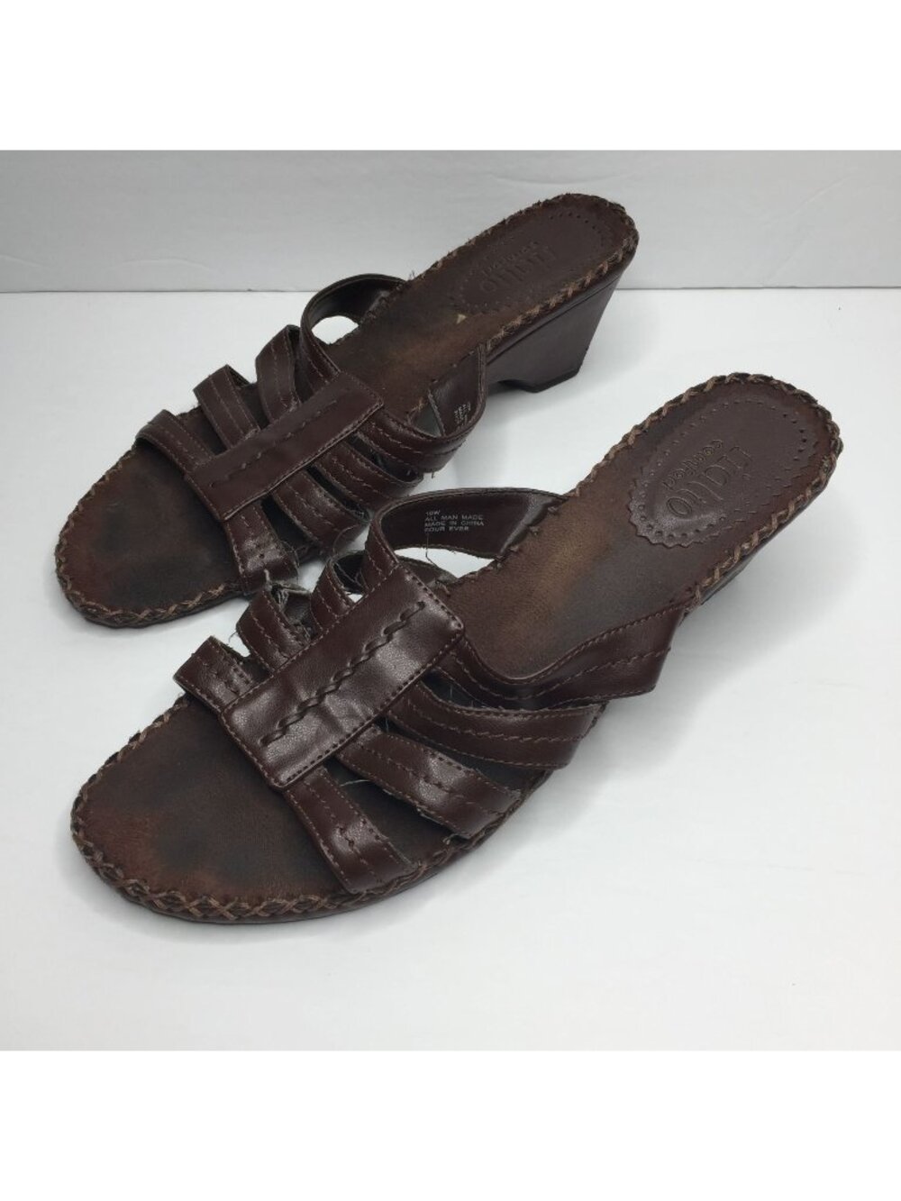 Rialto Comfort Womens Brown Wedge Sandals Shoes 2" Heels Size 10W